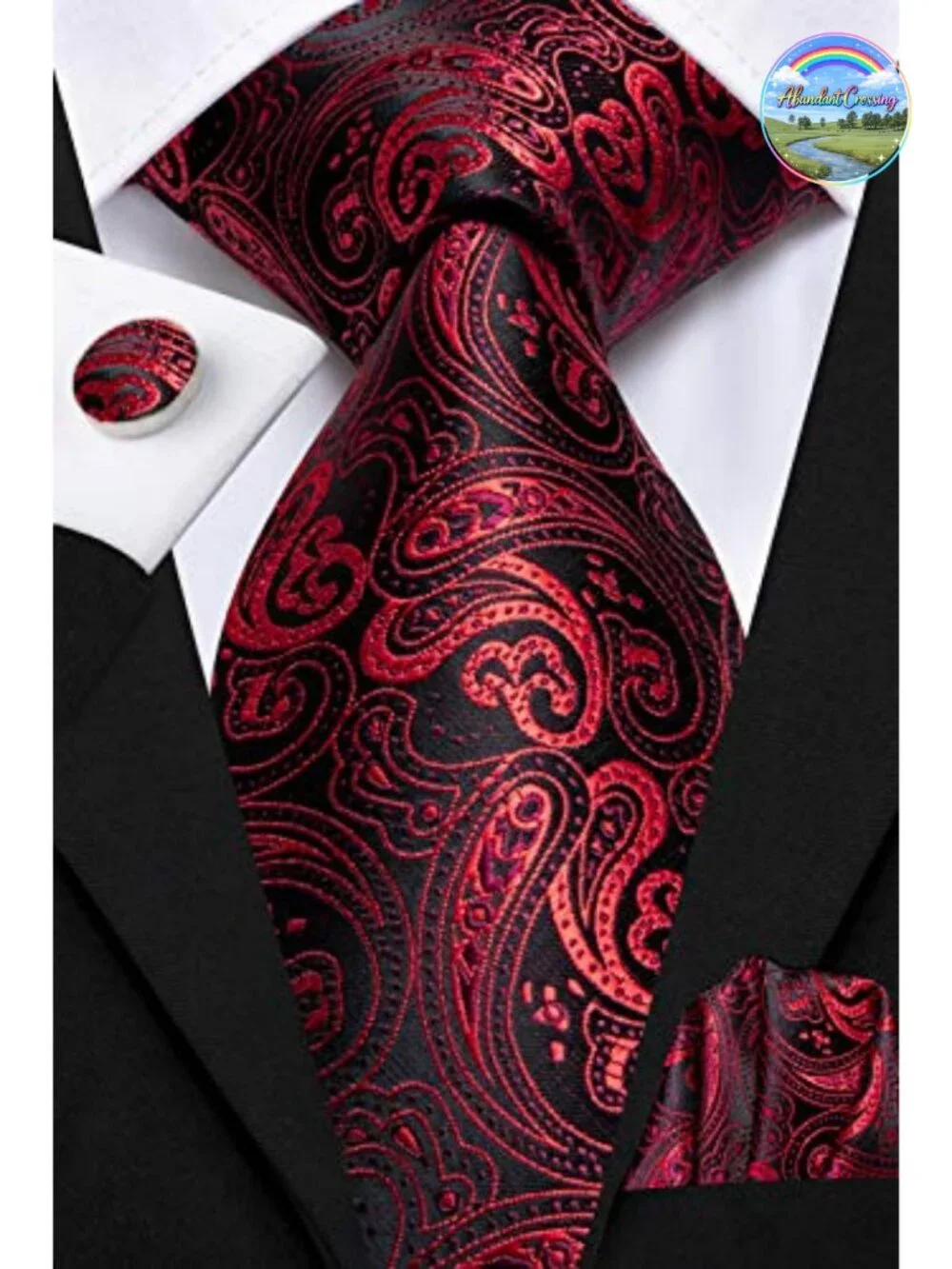 3pc Men's Tie Set Necktie Pocket Square Cufflinks Lapel Pin Silk Gift Box